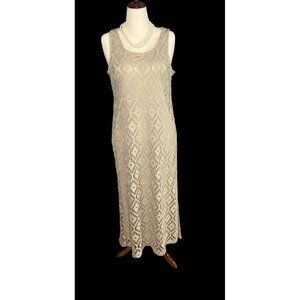 Chicos Womens Beige Sleeveless Lace Overlay Dress Size 2.5 Polyester